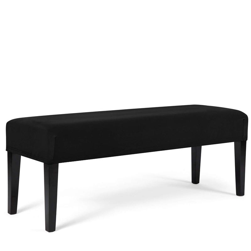 WOMACO Dining Room Bench Covers Stretch Spandex Upholstered Bench Seat Cushion Slipcovers for Kitchen Dining Bench Seat Protector (Black, Medium) - Image 1